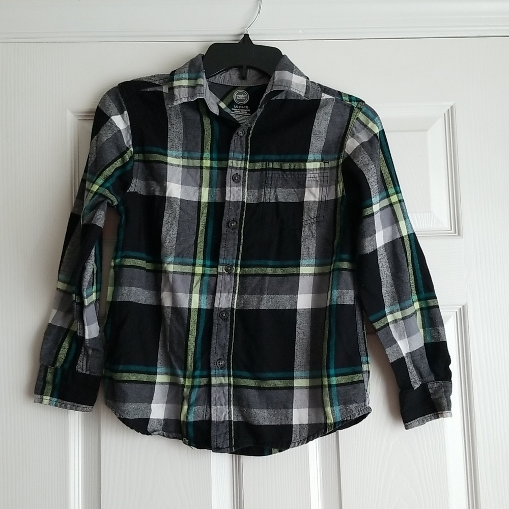 Wonder Nation Boy's Plaid Button Down Shirt